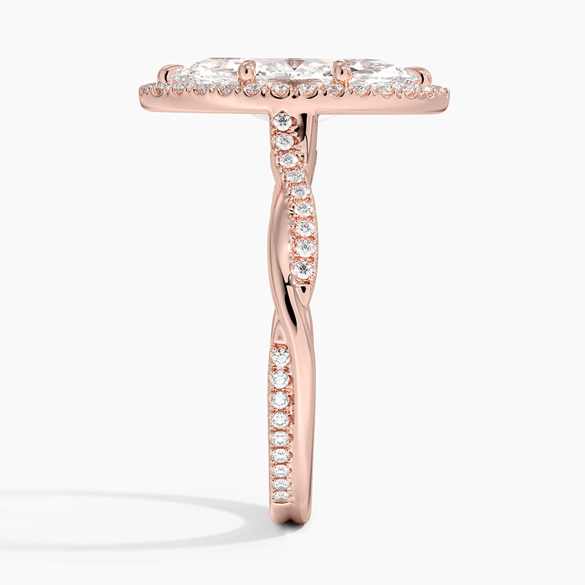 2.25 Karat Marquise Halo Tasarım Tektaş Laboratuvar Pırlanta Yüzük 18K -Diamora - Bold Diamonds
