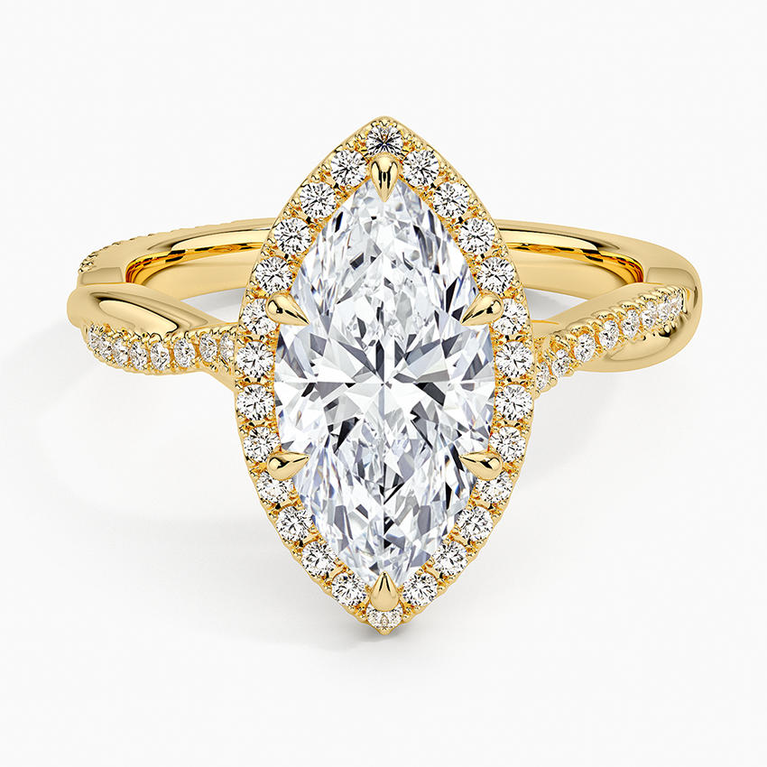 2.25 Karat Marquise Halo Tasarım Tektaş Laboratuvar Pırlanta Yüzük 18K -Diamora - Bold Diamonds
