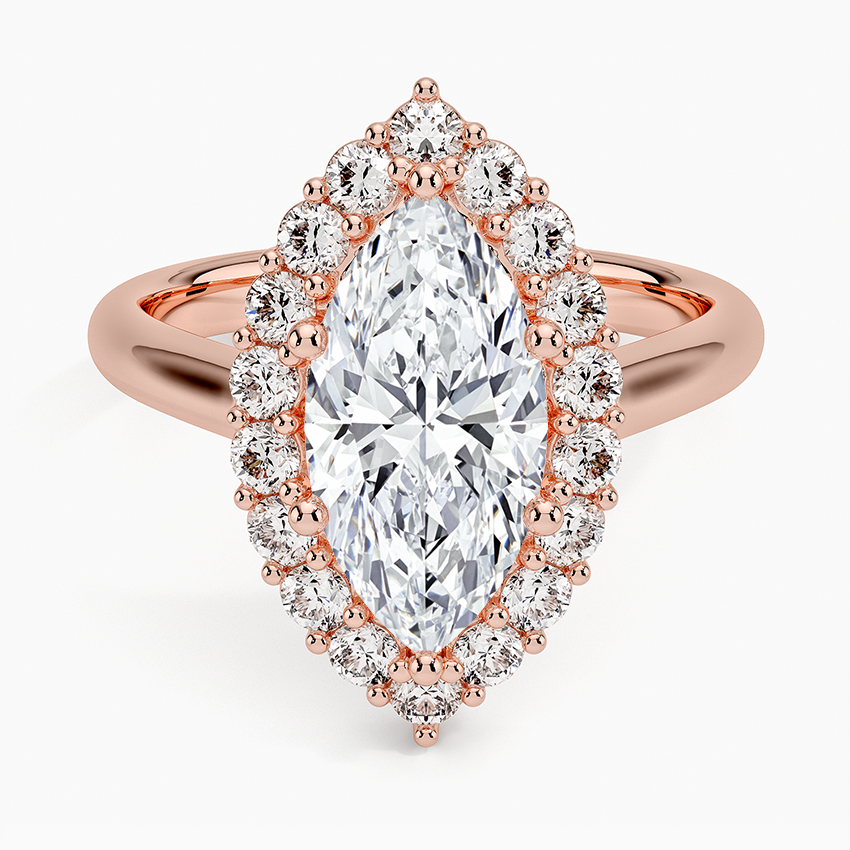 2.25 Karat Marquise Halo Tasarım Tektaş Laboratuvar Pırlanta Yüzük 18K -Illumina - Bold Diamonds