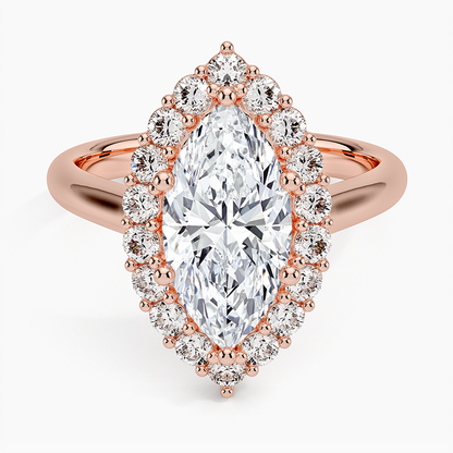 2.25 Karat Marquise Halo Tasarım Tektaş Laboratuvar Pırlanta Yüzük 18K -Illumina - Bold Diamonds