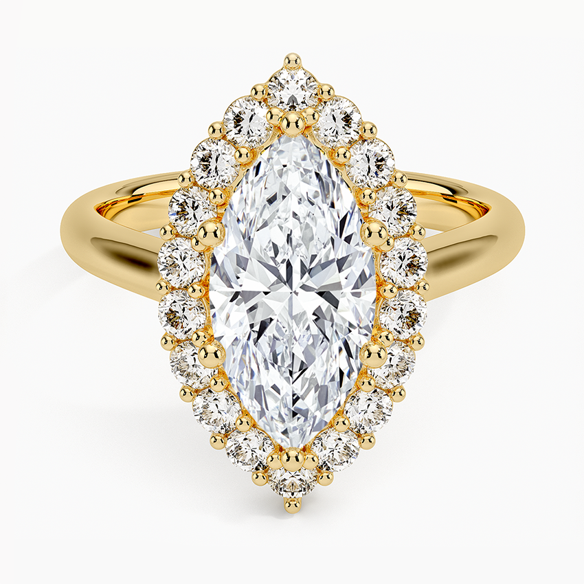 2.25 Karat Marquise Halo Tasarım Tektaş Laboratuvar Pırlanta Yüzük 18K -Illumina - Bold Diamonds