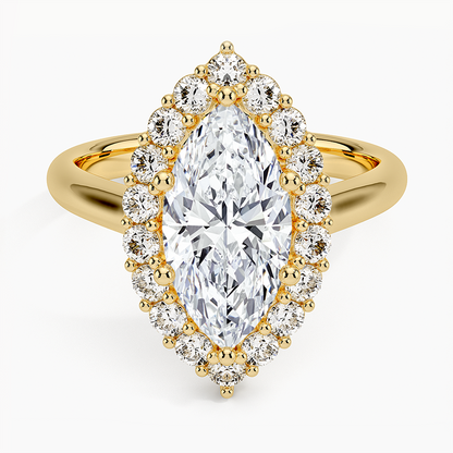 2.25 Karat Marquise Halo Tasarım Tektaş Laboratuvar Pırlanta Yüzük 18K -Illumina - Bold Diamonds