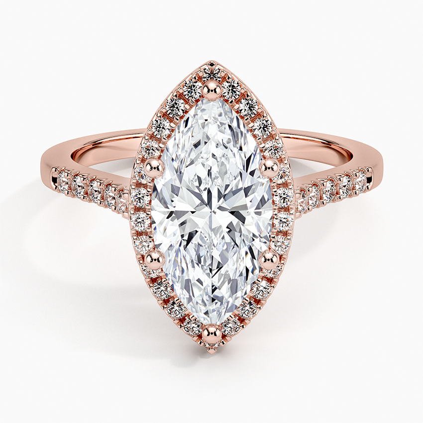 2,25 Karat Marquise Halo Tasarım Tektaş Laboratuvar Pırlanta Yüzük 18K - Lunara - Bold Diamonds