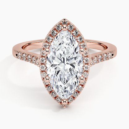 2,25 Karat Marquise Halo Tasarım Tektaş Laboratuvar Pırlanta Yüzük 18K - Lunara - Bold Diamonds