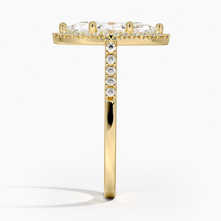 2,25 Karat Marquise Halo Tasarım Tektaş Laboratuvar Pırlanta Yüzük 18K - Lunara - Bold Diamonds