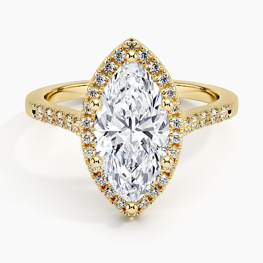 2,25 Karat Marquise Halo Tasarım Tektaş Laboratuvar Pırlanta Yüzük 18K - Lunara - Bold Diamonds
