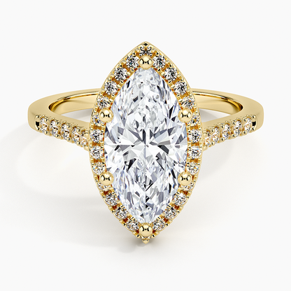 2,25 Karat Marquise Halo Tasarım Tektaş Laboratuvar Pırlanta Yüzük 18K - Lunara - Bold Diamonds