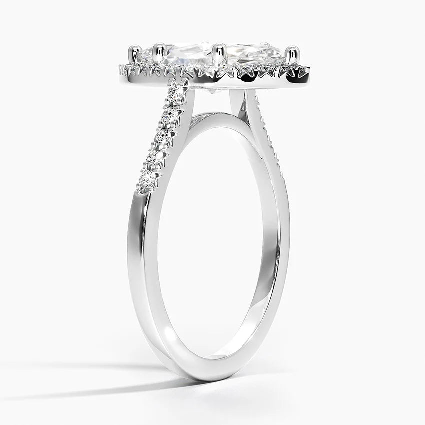 2,25 Karat Marquise Halo Tasarım Tektaş Laboratuvar Pırlanta Yüzük 18K - Lunara - Bold Diamonds