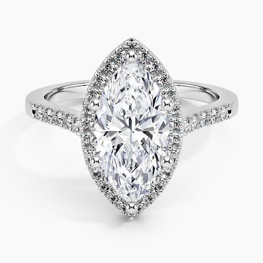 2,25 Karat Marquise Halo Tasarım Tektaş Laboratuvar Pırlanta Yüzük 18K - Lunara - Bold Diamonds