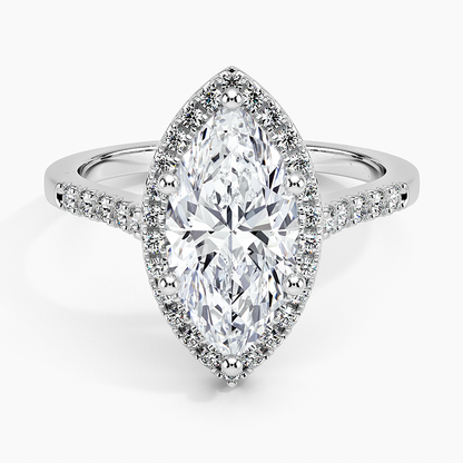 2,25 Karat Marquise Halo Tasarım Tektaş Laboratuvar Pırlanta Yüzük 18K - Lunara - Bold Diamonds
