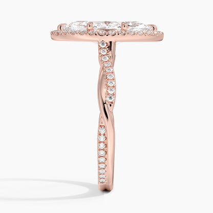 2.25 Karat Marquise Halo Tasarım Tektaş Laboratuvar Pırlanta Yüzük 18K -Magnara - Bold Diamonds