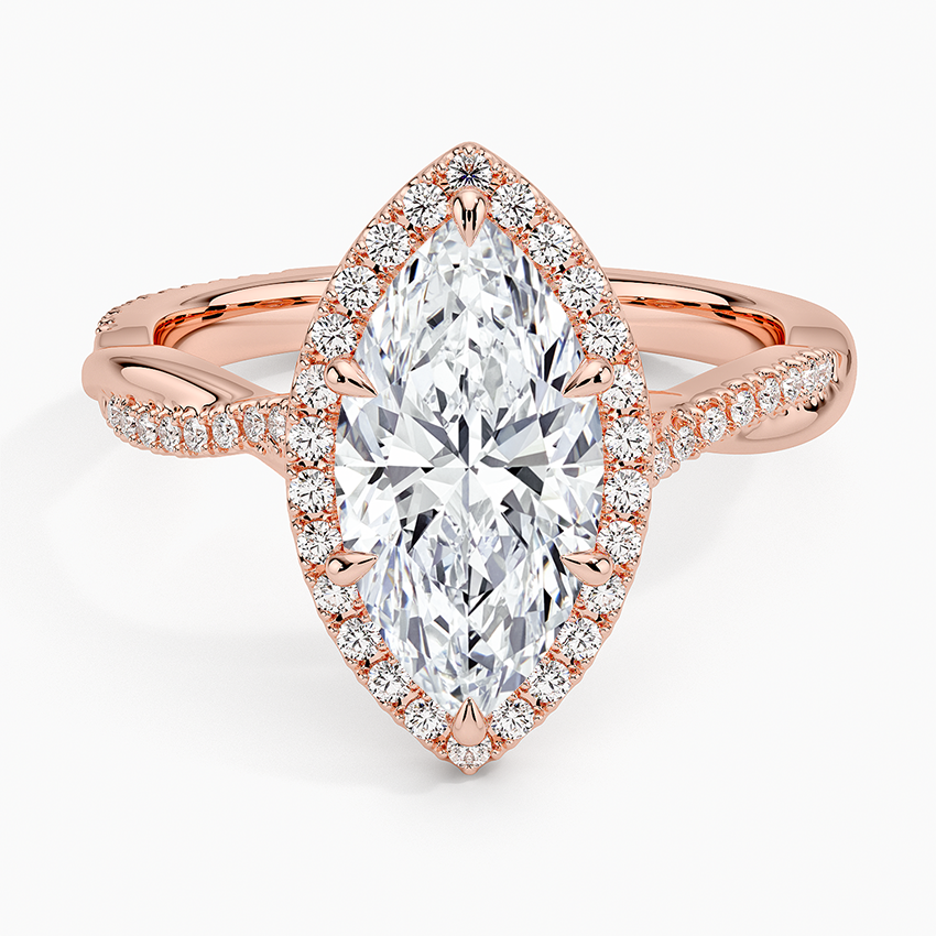 2.25 Karat Marquise Halo Tasarım Tektaş Laboratuvar Pırlanta Yüzük 18K -Magnara - Bold Diamonds