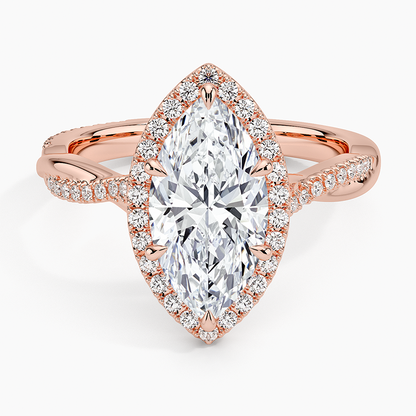 2.25 Karat Marquise Halo Tasarım Tektaş Laboratuvar Pırlanta Yüzük 18K -Magnara - Bold Diamonds