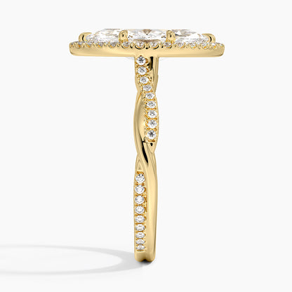 2.25 Karat Marquise Halo Tasarım Tektaş Laboratuvar Pırlanta Yüzük 18K -Magnara - Bold Diamonds