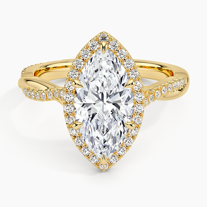2.25 Karat Marquise Halo Tasarım Tektaş Laboratuvar Pırlanta Yüzük 18K -Magnara - Bold Diamonds