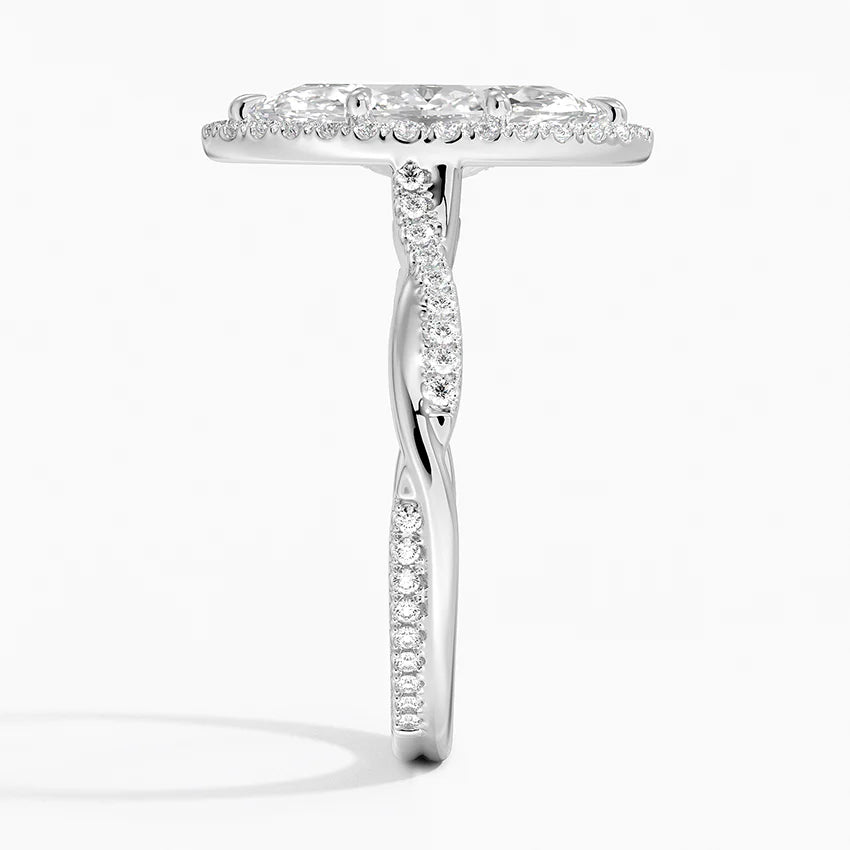 2.25 Karat Marquise Halo Tasarım Tektaş Laboratuvar Pırlanta Yüzük 18K -Magnara - Bold Diamonds