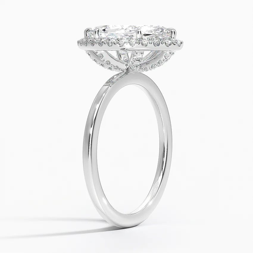 2.25 Karat Marquise Halo Tasarım Tektaş Laboratuvar Pırlanta Yüzük 18K -Ophelia - Bold Diamonds
