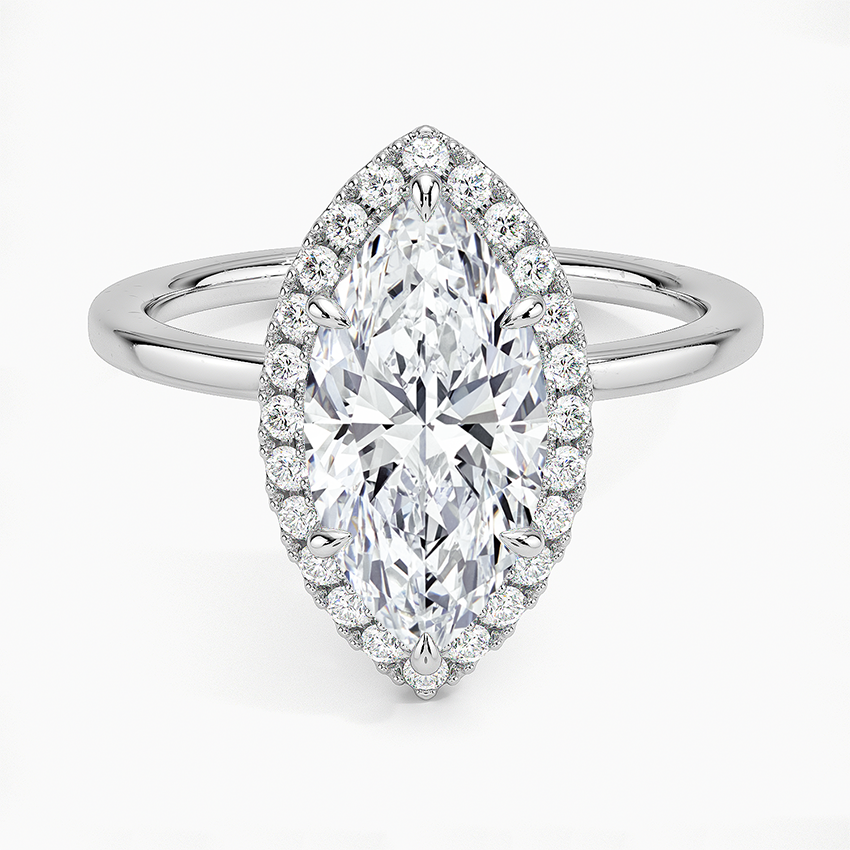 2.25 Karat Marquise Halo Tasarım Tektaş Laboratuvar Pırlanta Yüzük 18K -Ophelia - Bold Diamonds