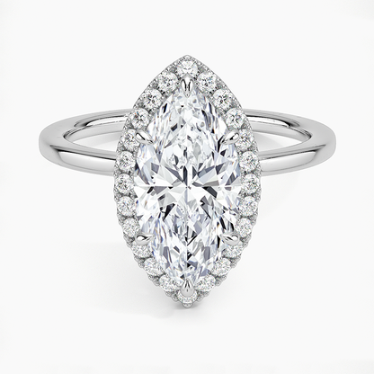 2.25 Karat Marquise Halo Tasarım Tektaş Laboratuvar Pırlanta Yüzük 18K -Ophelia - Bold Diamonds