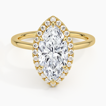2.25 Karat Marquise Halo Tasarım Tektaş Laboratuvar Pırlanta Yüzük 18K -Ophelia - Bold Diamonds