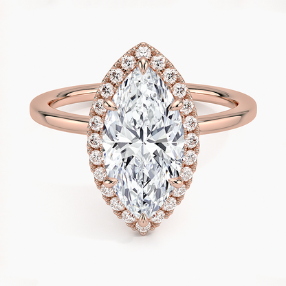 2.25 Karat Marquise Halo Tasarım Tektaş Laboratuvar Pırlanta Yüzük 18K -Ophelia - Bold Diamonds