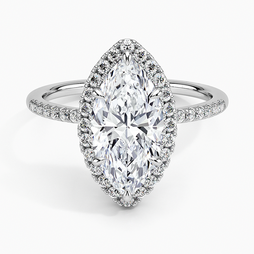 2.25 Karat Marquise Halo Tasarım Tektaş Laboratuvar Pırlanta Yüzük 18K -Valora - Bold Diamonds