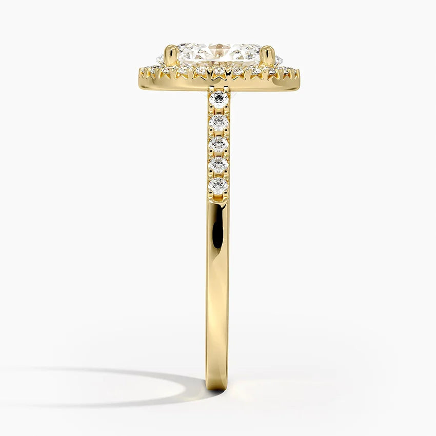2,25 Karat Oval Halo Tasarım Tektaş Laboratuvar Pırlanta Yüzük 18 K- Lunara - Bold Diamonds