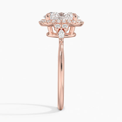 2.25 Karat Oval Halo Tasarım Tektaş Laboratuvar Pırlanta Yüzük 18K -Amara - Bold Diamonds