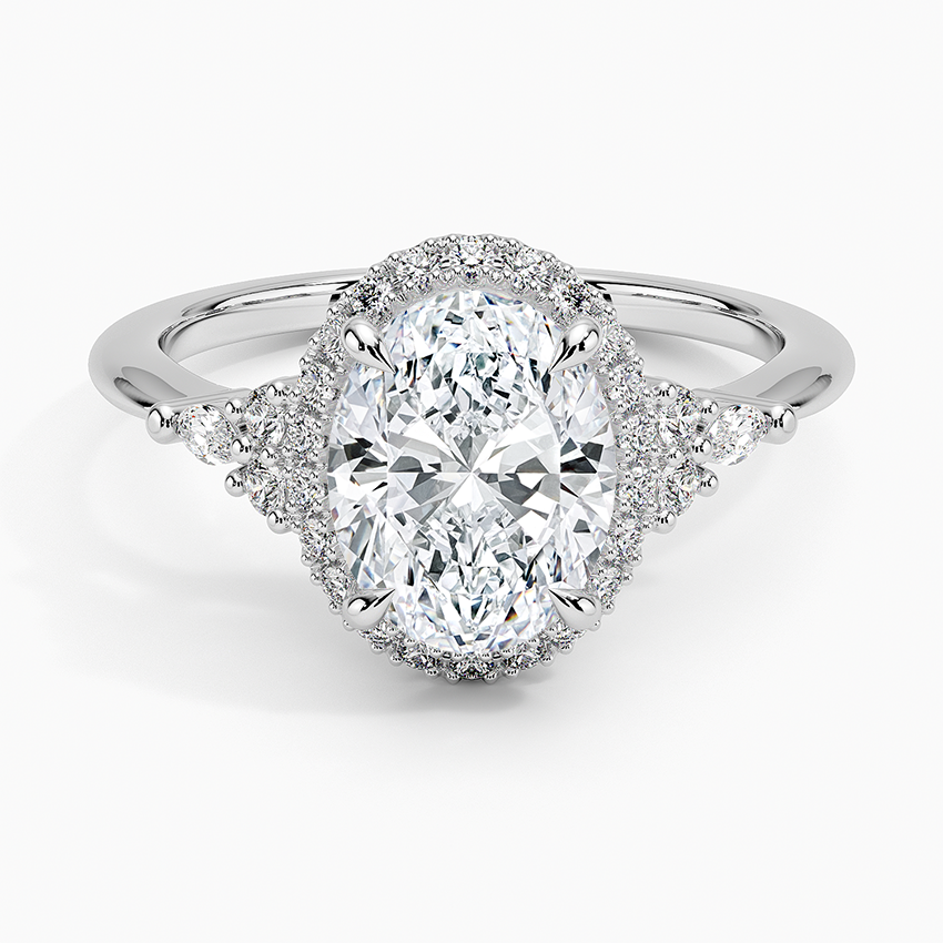 2.25 Karat Oval Halo Tasarım Tektaş Laboratuvar Pırlanta Yüzük 18K -Amara - Bold Diamonds