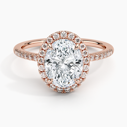 2.25 Karat Oval Halo Tasarım Tektaş Laboratuvar Pırlanta Yüzük 18K -Valora - Bold Diamonds