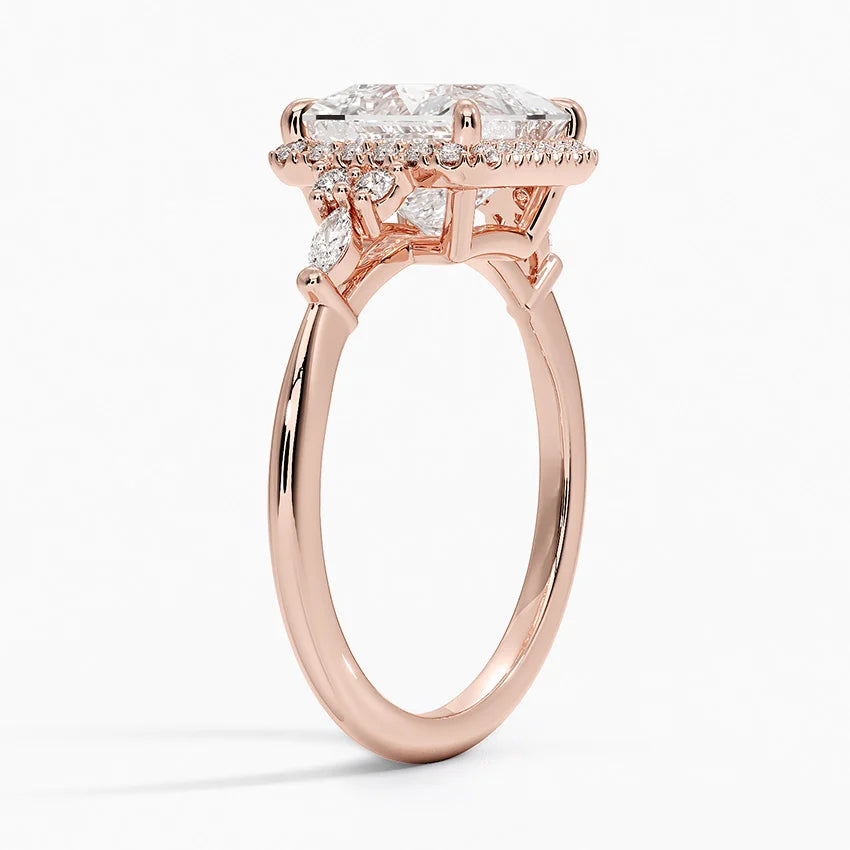 2.25 Karat Prenses Halo Tasarım Tektaş Laboratuvar Pırlanta Yüzük 18K -Amara - Bold Diamonds
