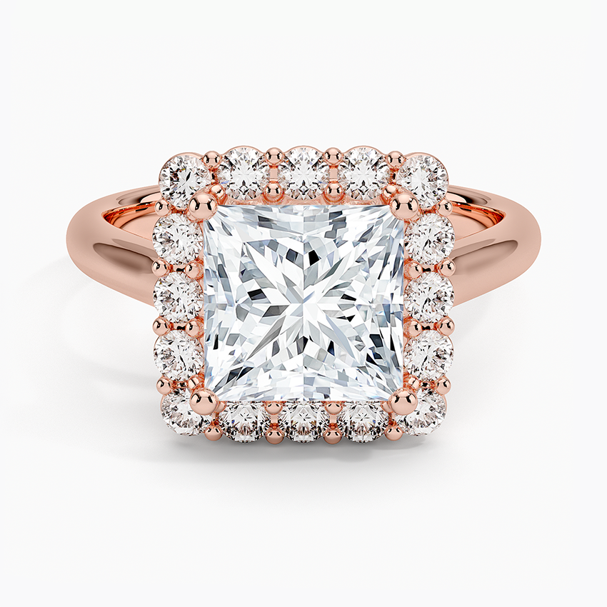 2.25 Karat Prenses Halo Tasarım Tektaş Laboratuvar Pırlanta Yüzük 18K -Illumina - Bold Diamonds