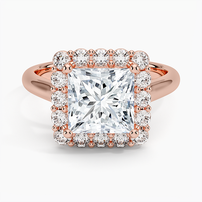 2.25 Karat Prenses Halo Tasarım Tektaş Laboratuvar Pırlanta Yüzük 18K -Illumina - Bold Diamonds