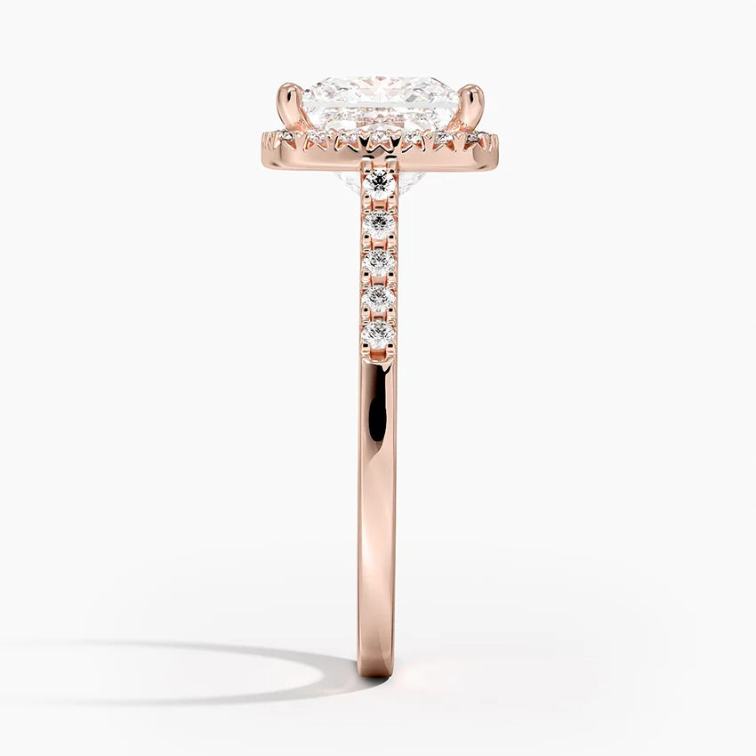 2,25 Karat Prenses Halo Tasarım Tektaş Laboratuvar Pırlanta Yüzük 18K - Lunara - Bold Diamonds