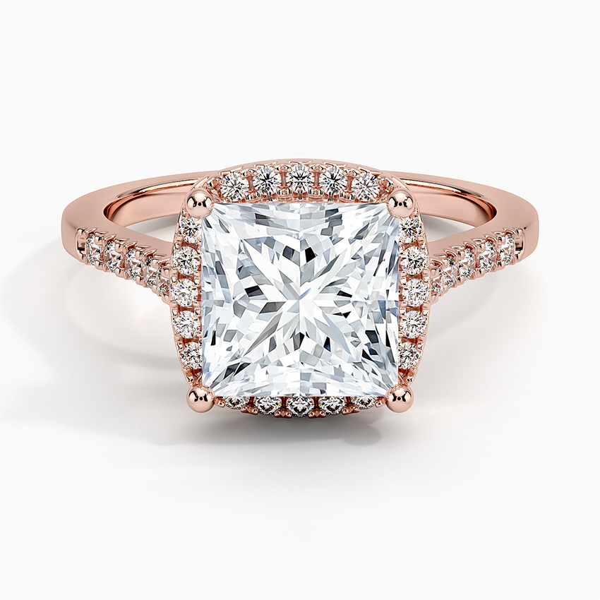 2,25 Karat Prenses Halo Tasarım Tektaş Laboratuvar Pırlanta Yüzük 18K - Lunara - Bold Diamonds
