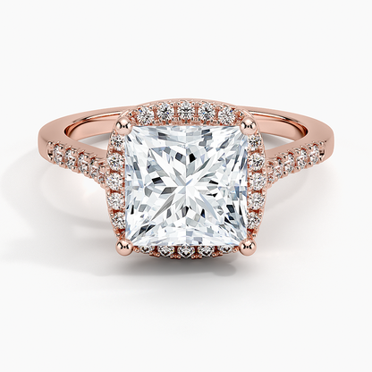 2,25 Karat Prenses Halo Tasarım Tektaş Laboratuvar Pırlanta Yüzük 18K - Lunara - Bold Diamonds