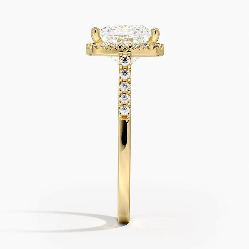 2,25 Karat Prenses Halo Tasarım Tektaş Laboratuvar Pırlanta Yüzük 18K - Lunara - Bold Diamonds