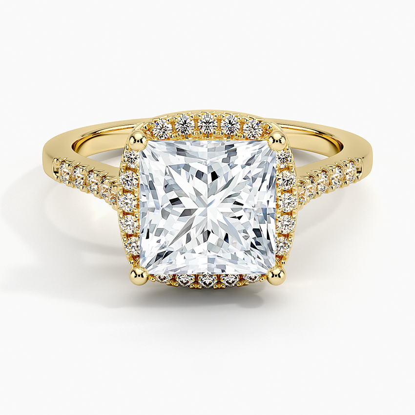 2,25 Karat Prenses Halo Tasarım Tektaş Laboratuvar Pırlanta Yüzük 18K - Lunara - Bold Diamonds