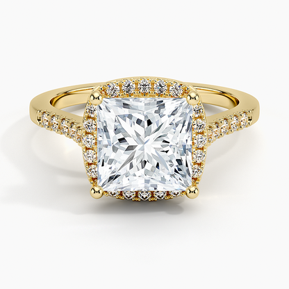 2,25 Karat Prenses Halo Tasarım Tektaş Laboratuvar Pırlanta Yüzük 18K - Lunara - Bold Diamonds