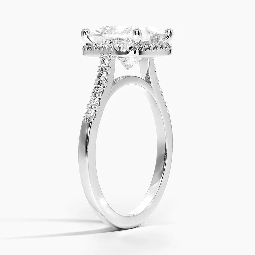 2,25 Karat Prenses Halo Tasarım Tektaş Laboratuvar Pırlanta Yüzük 18K - Lunara - Bold Diamonds