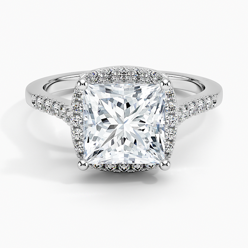 2,25 Karat Prenses Halo Tasarım Tektaş Laboratuvar Pırlanta Yüzük 18K - Lunara - Bold Diamonds