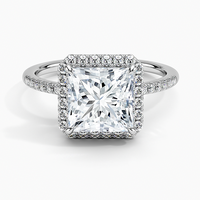 2.25 Karat Prenses Halo Tasarım Tektaş Laboratuvar Pırlanta Yüzük 18K - Valora - Bold Diamonds