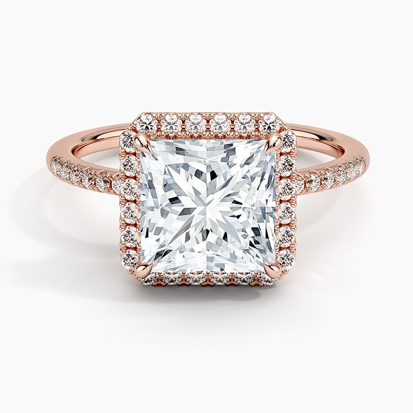 2.25 Karat Prenses Halo Tasarım Tektaş Laboratuvar Pırlanta Yüzük 18K - Valora - Bold Diamonds