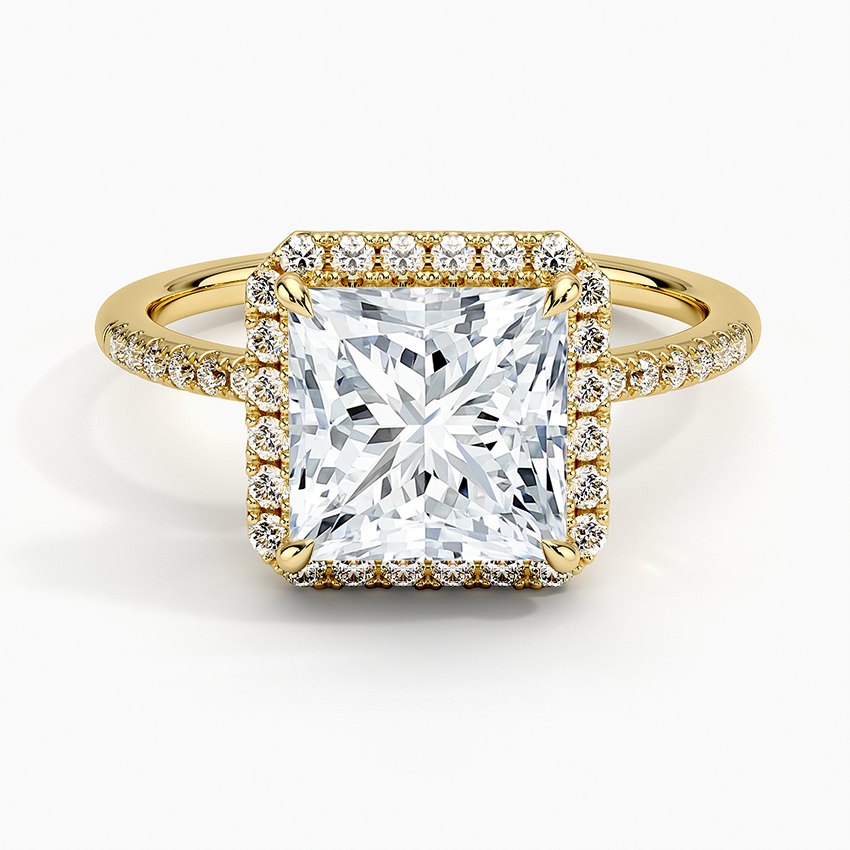 2.25 Karat Prenses Halo Tasarım Tektaş Laboratuvar Pırlanta Yüzük 18K - Valora - Bold Diamonds