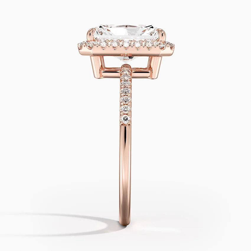 2.25 Karat Radiant Halo Tasarım Tektaş Laboratuvar Pırlanta Yüzük 18K -Valora - Bold Diamonds