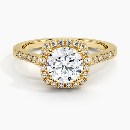 2,25 Karat Yuvarlak Halo Tasarım Tektaş Laboratuvar Pırlanta Yüzük 18K - Lunara - Bold Diamonds