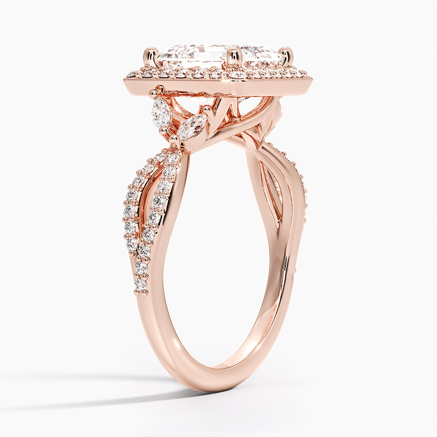 2.30 Karat Asscher Halo Tasarım Tektaş Laboratuvar Pırlanta Yüzük 18K -Coronae - Bold Diamonds