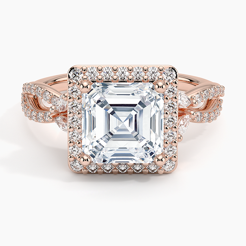 2.30 Karat Asscher Halo Tasarım Tektaş Laboratuvar Pırlanta Yüzük 18K -Coronae - Bold Diamonds