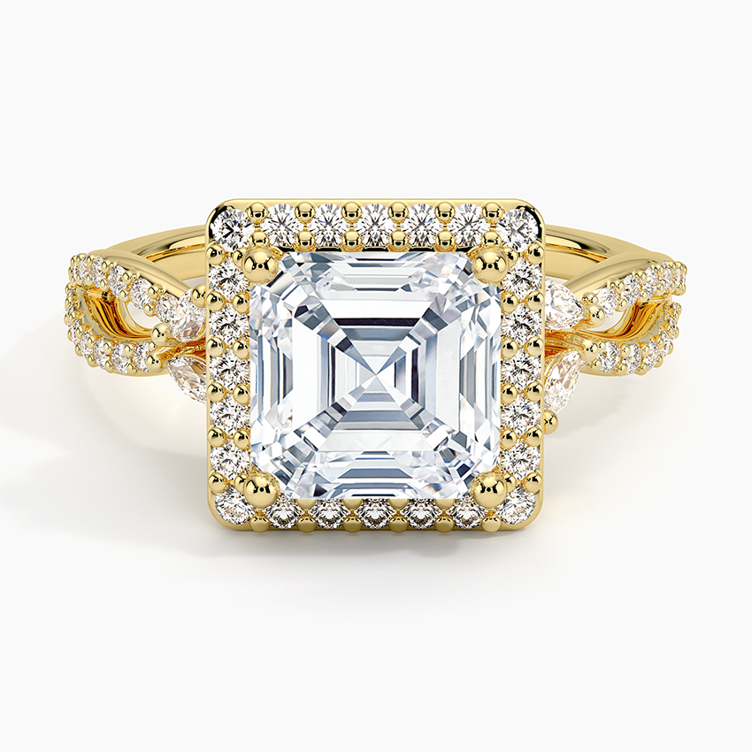 2.30 Karat Asscher Halo Tasarım Tektaş Laboratuvar Pırlanta Yüzük 18K -Coronae - Bold Diamonds