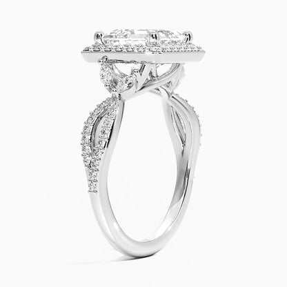 2.30 Karat Asscher Halo Tasarım Tektaş Laboratuvar Pırlanta Yüzük 18K -Coronae - Bold Diamonds